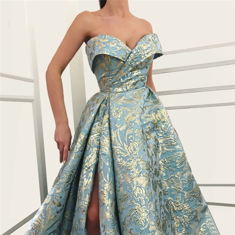 

Couture Elegant One Shoulder Arabic Evening Dress Long A Line Prom Dresses 2019 Abendkleider High Split Side Party Dress Gowns