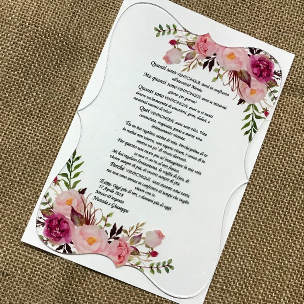 20pcs new custom design acrylic materials card wedding