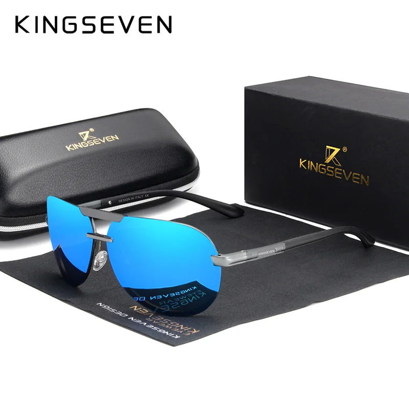 Online KINGSEVEN gafas de sol polarizadas originales de alta calidad gafas de sol de aluminio de conducción piloto para hombres y mujeres + TR90 gafas de sol gafas UV400