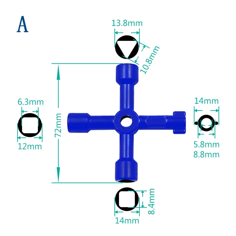 Многофункциональные гаечные ключи 4 способа Универсальный треугольный ключ водопроводчик ключи треугольник для электрический счетчик газа шкаф радиаторы - Цвет: A-Blue