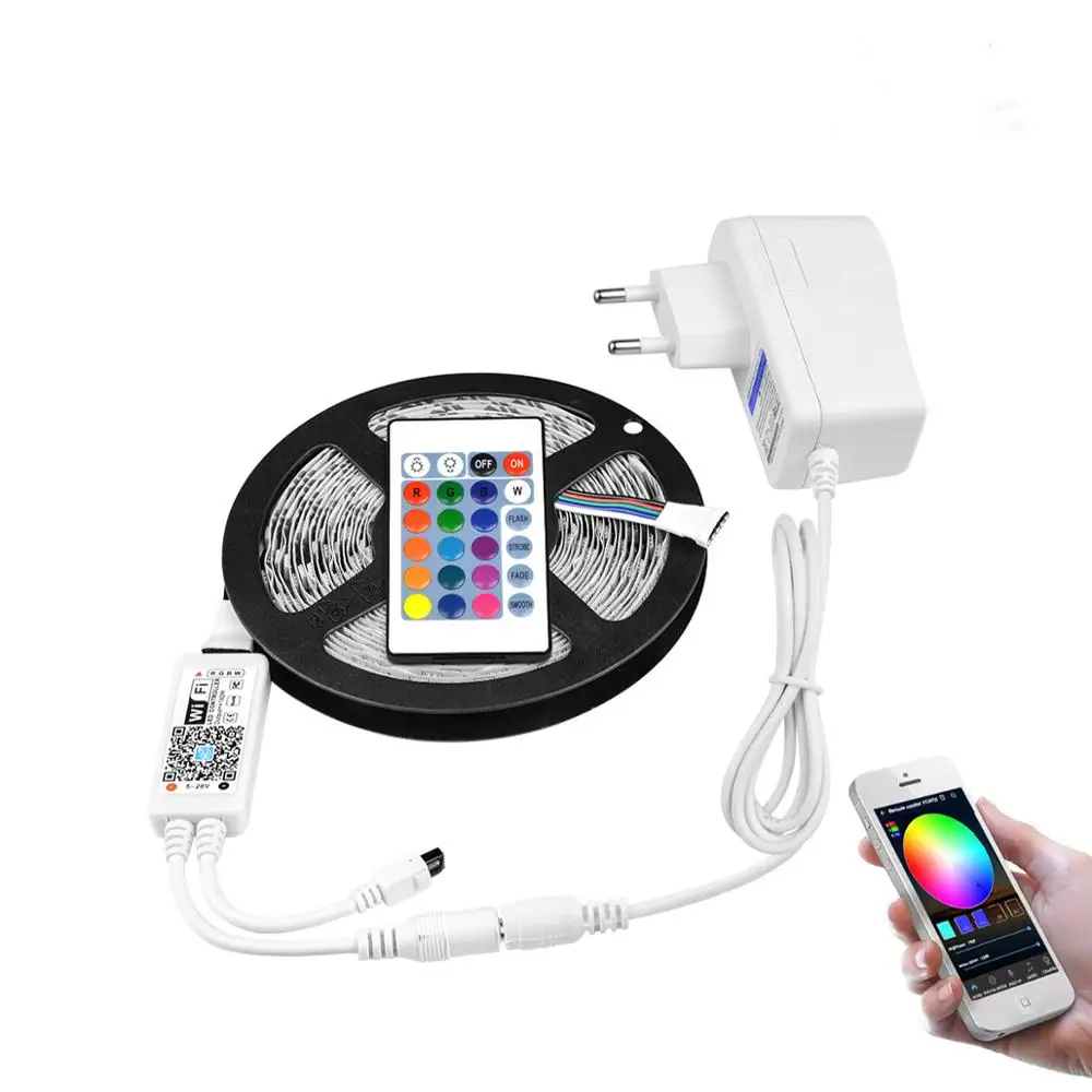 RGB wifi светодиодный светильник 12 В SMD 5050 5 м RGBW rgbww Диодная лента водонепроницаемая