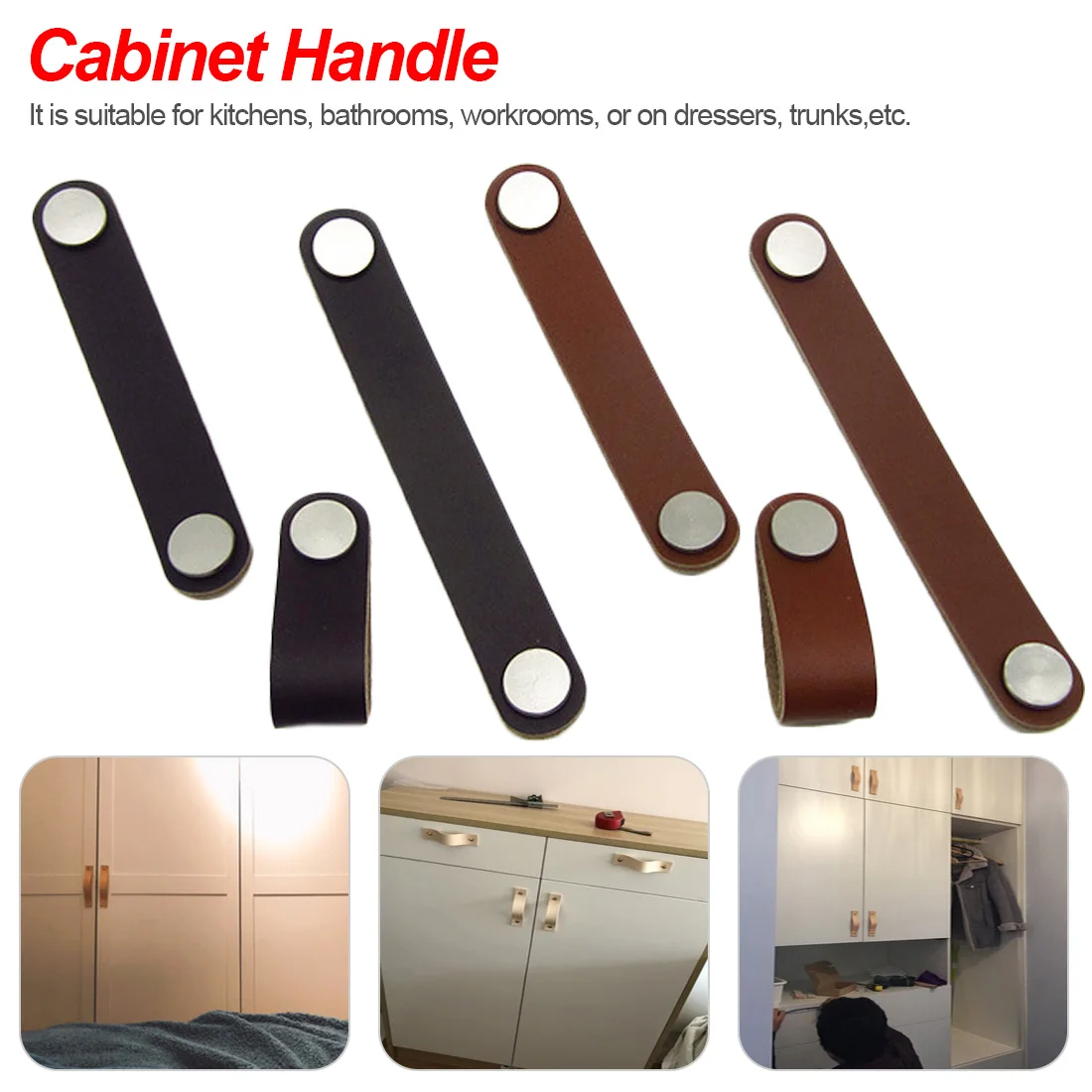 1pc Cabinet Handle Soft Pu Leather Dresser Drawer Door Knobs Pull