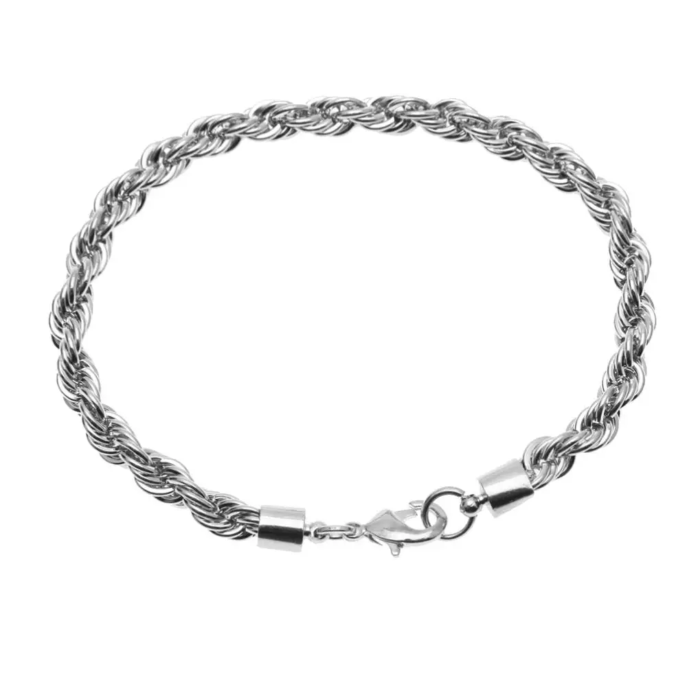 CY& CM позолоченный серебряный " 6 мм толстый женский мужской со льдом веревка скрученный Плетеный высококачественный хип-хоп модный браслет - Окраска металла: Silver
