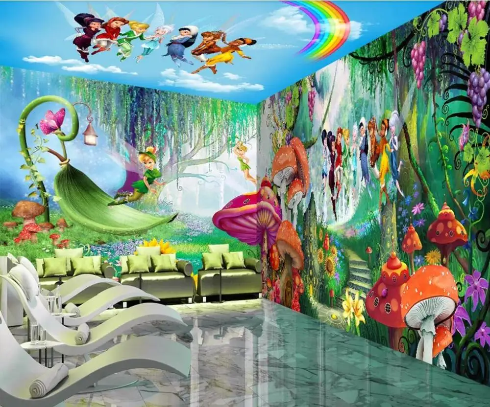 Custom large 3D mural wallpaper Peter pan's elf paradise whole house background wall | Обустройство дома