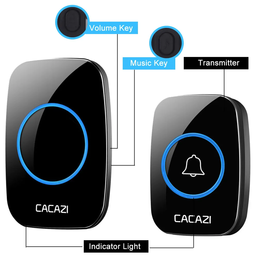 

Home Waterproof Wireless Doorbell Smart LED Light Calling Remote Control Bell Button Music Digital Door Bell US EU UK Plug