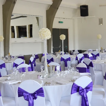 

25PC/Lot Satin Chair Sashes Bow Tie Chair Bands for Hotel Banquet Dining diy Wedding christmas Decoration chair cover Bow Knot