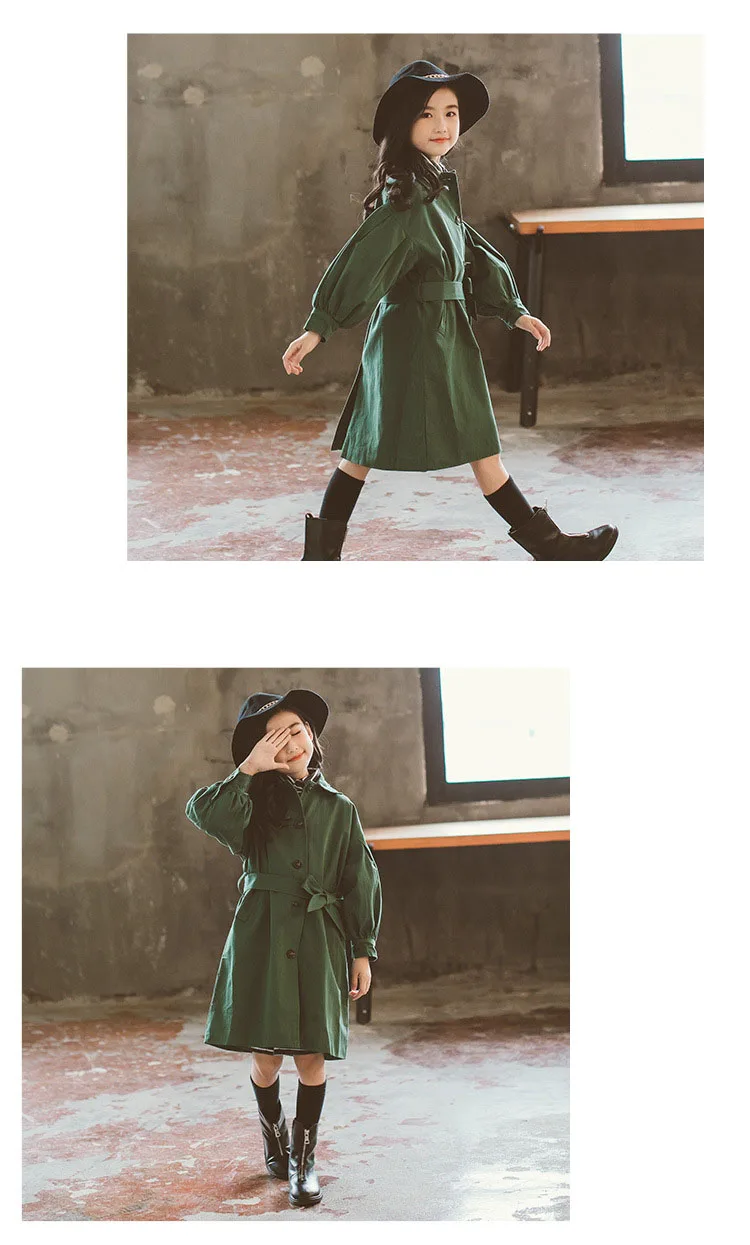 khaki green long belt jackets for teenage boys long sleeve trench coat kids outerwear top clothing children jacket for baby girl (22)