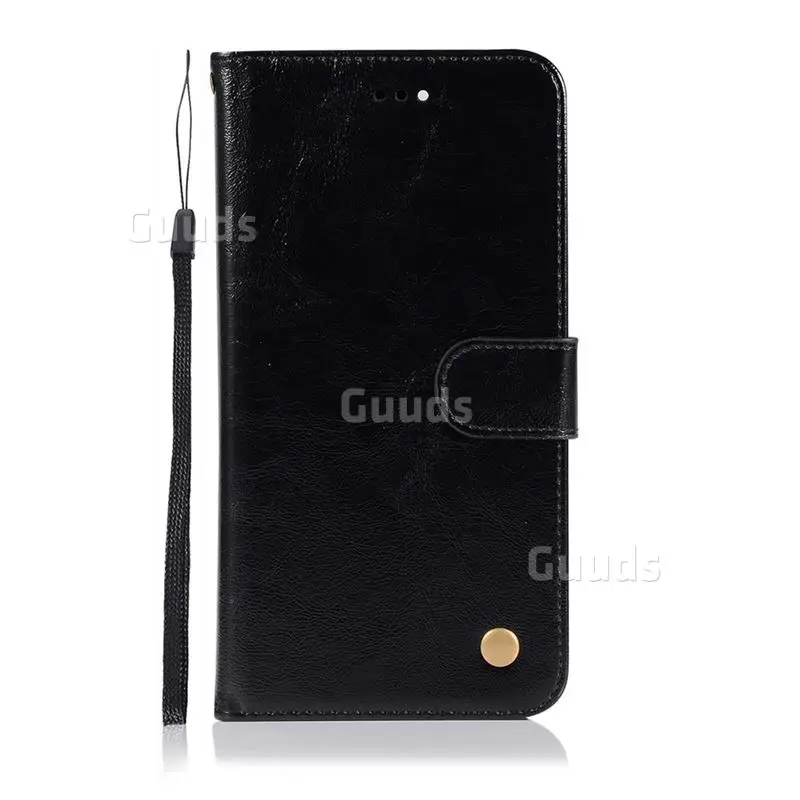 Luxury Retro Leather Wallet Case for Vivo X20 Plus - Black