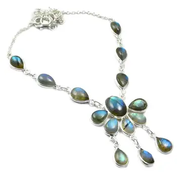

Nature Labradorite Necklace 925 Sterling Silver, 45.5 cm, MHBNE0060