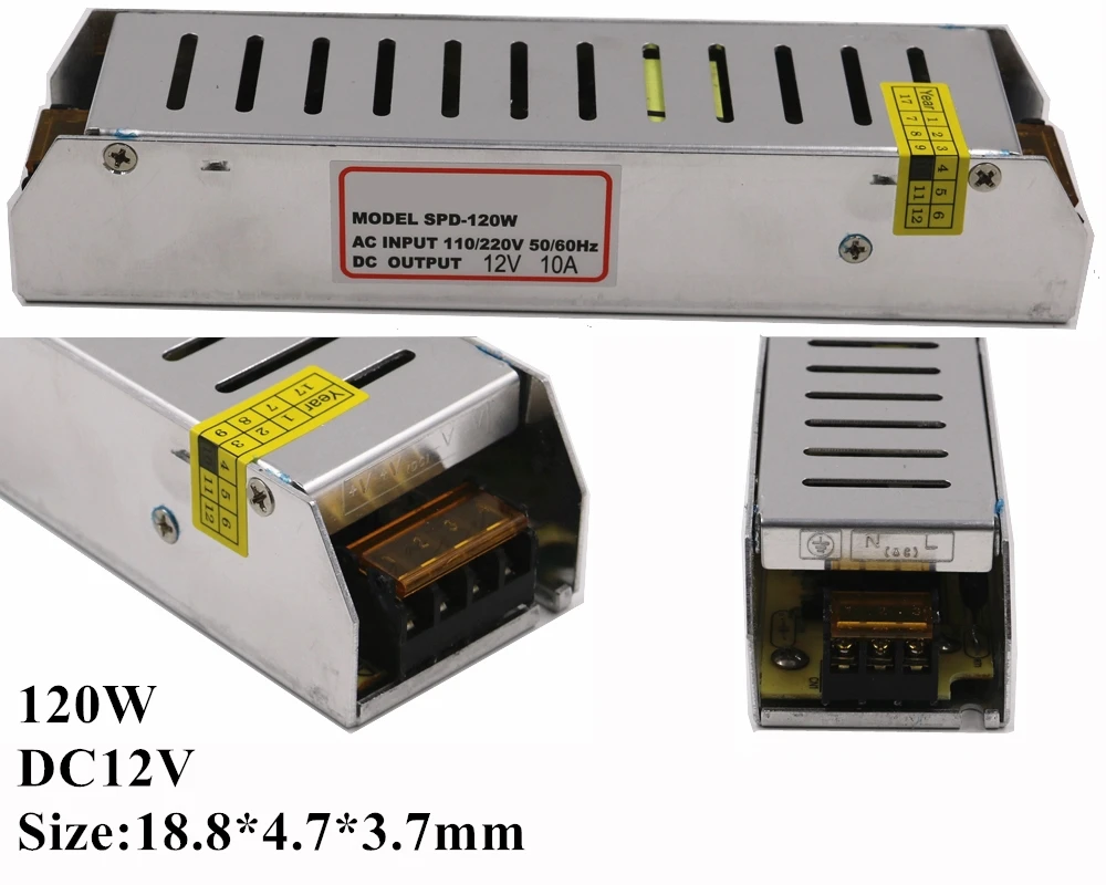 Светодиодный блок питания ac220в к DC12V светодиодный адаптер тонкий трансформатор освещения 60 Вт 120 Вт 200 Вт 240 Вт 360 Вт