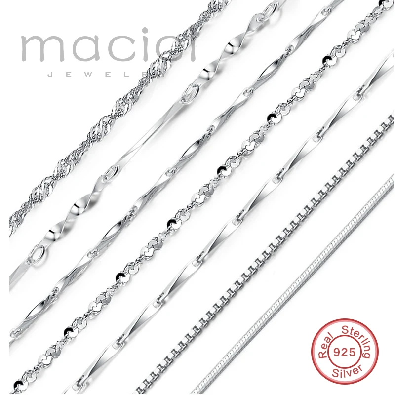 New Elegant Chain .925 Solid Sterling Silver Chain Necklace ON SALE 40 cm 45 cm 2016 Fine ...