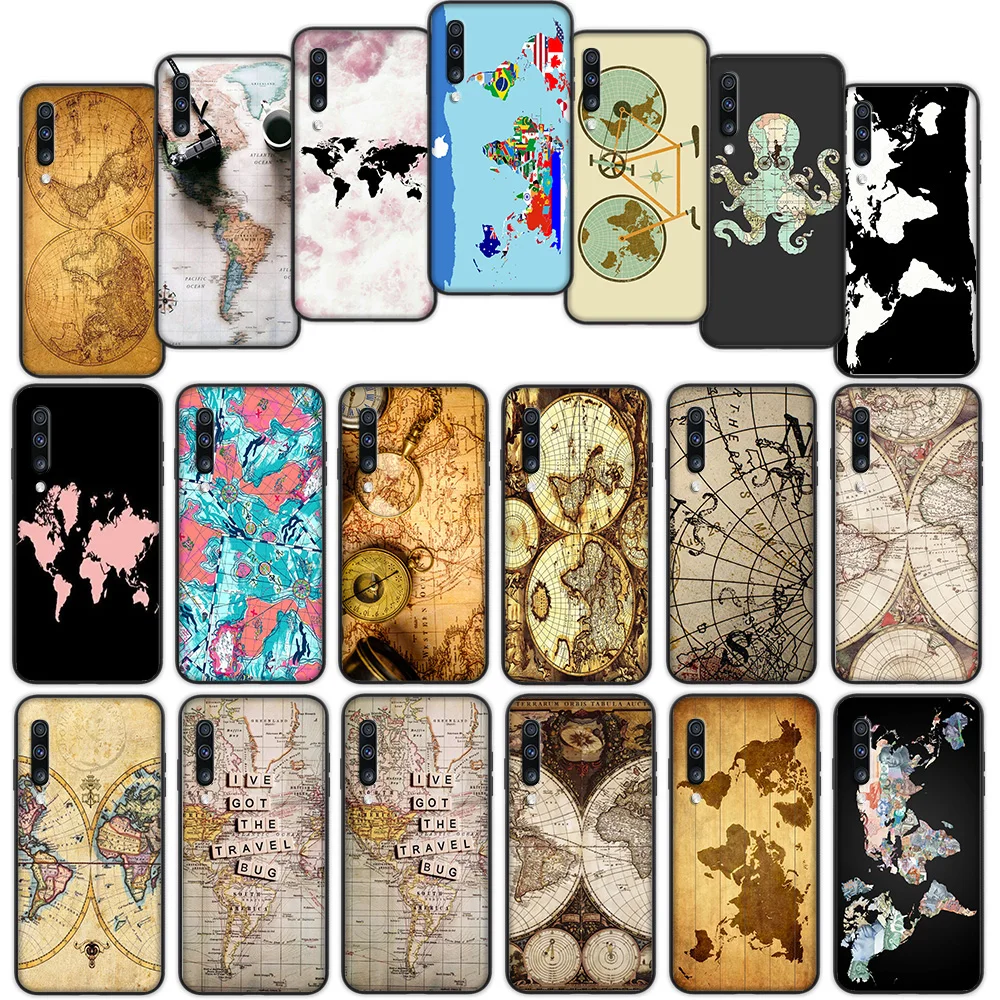 

World Map Classical Soft Cover Case for Samsung Galaxy A50 A6 Plus A7 A8 2018 A5 A9 A10 A30 A40 A70