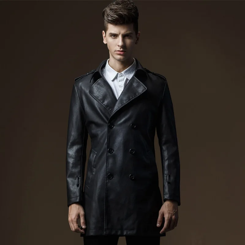 Popular Leather Trench Coats Men-Buy Cheap Leather Trench