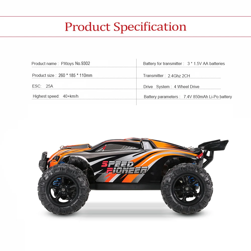 Original PXtoys NO.9302 Speed 1/18 2.4GHz 4WD Off-Road Truggy High Speed RC Racing Car RTR For Teenager Boy
