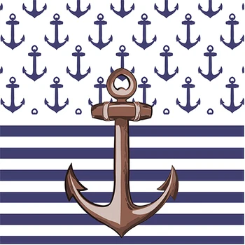 

Ship Anchor Navy Striped Nautical Picture Party photo studio background Vinyl cloth High quality Computer printed wall backdrop