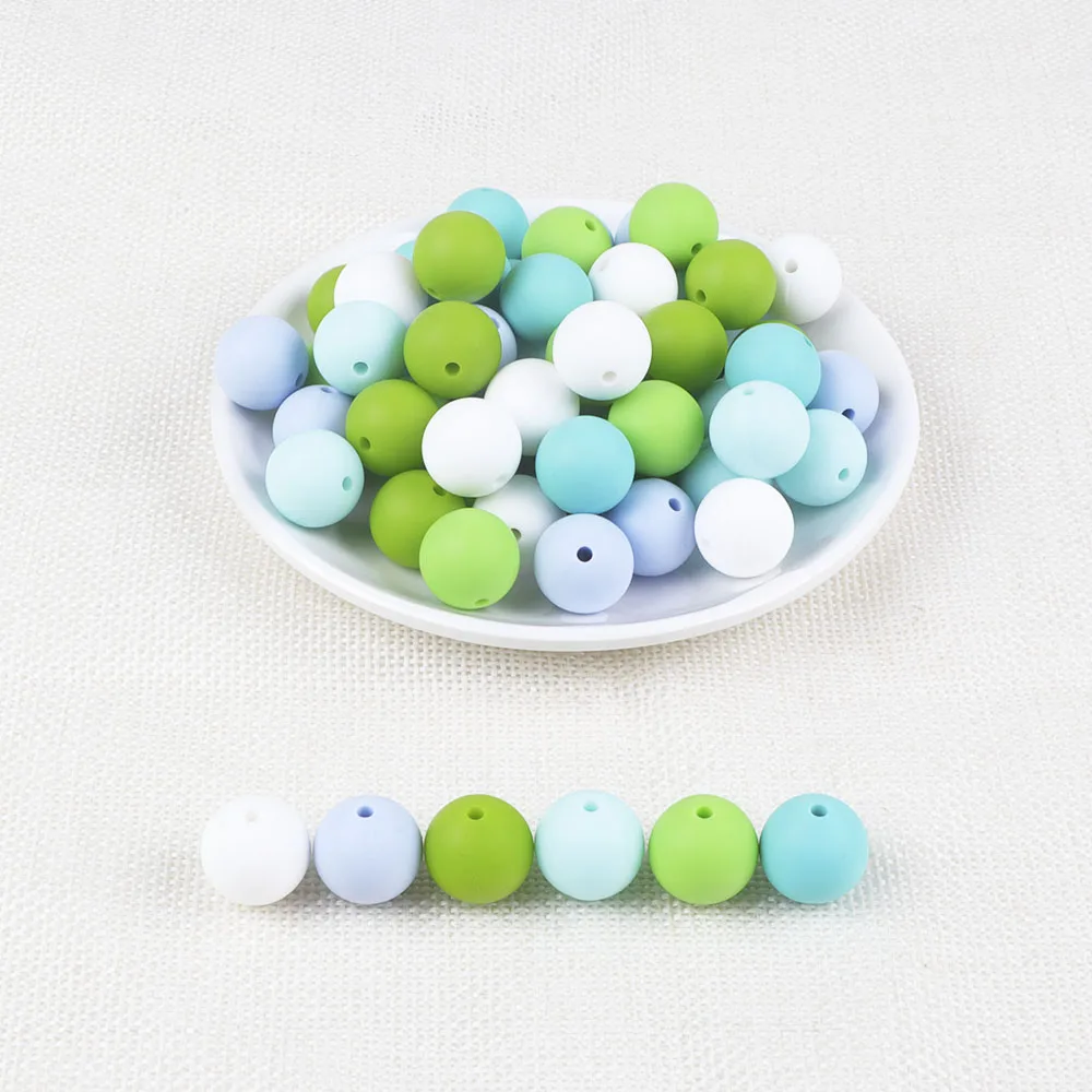 BOBO.BOX 300pcs Silicone Beads 12mm Food Grade Baby Teethers Beads Round Pacifier Chain Accessories Baby Silicone Teething Toys - Цвет: B