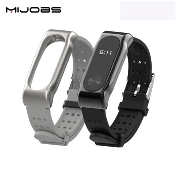 

New Youth Edition Mijobs Silicone Wrist Strap with Metal Frame Smart Bracelet Replacement for Original Miband Xiaomi Mi band 2