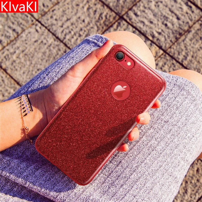 

Silicon Bling Glitter Cases For iPhone 7 Case Sequins Phone Back Case Soft+PC Cover Fundas for iPhone 7 8 6 6s Plus X XR XS Max