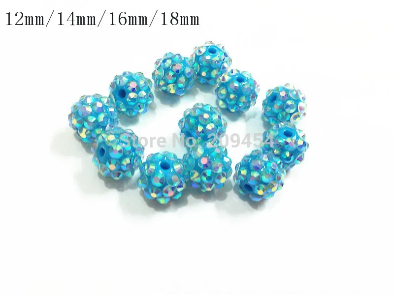 

(Choose Size First) 12mm/14mm/16mm/18mm Light BlueAB Resin Rhinestone Beads For Fashion Necklace & Bracelet Making