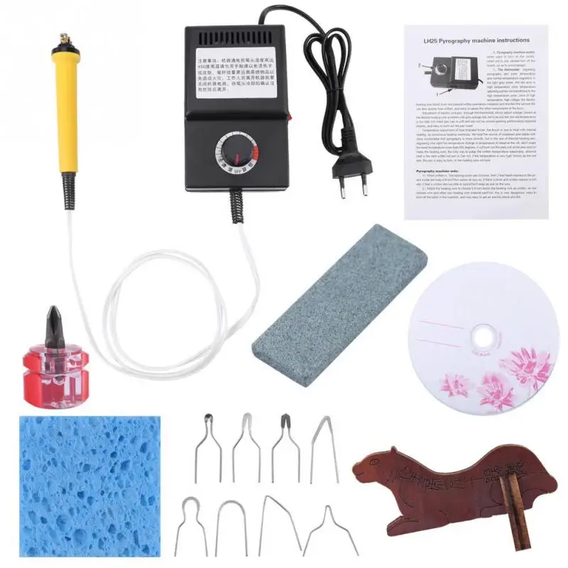 

25W Pyrography Pen Machine Kit Wood Burning Pen Crafts Tools Tip Holder Wood Leather Welding Tools