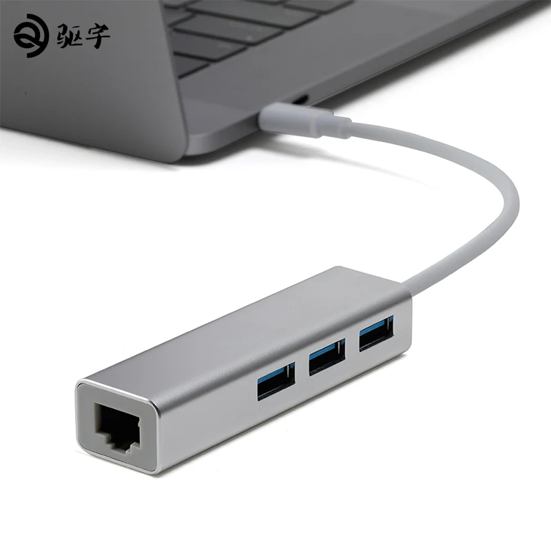 

3 Ports USB Type C To USB 3.0 HUB 10/100/1000 Network Card USB C HUB Gigabit Ethernet Rj45 Lan Adapter For With Type-c laptop