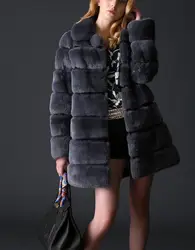 2018 мех имитация лисы пальто с мехом, новый средней длины пальто с мехом