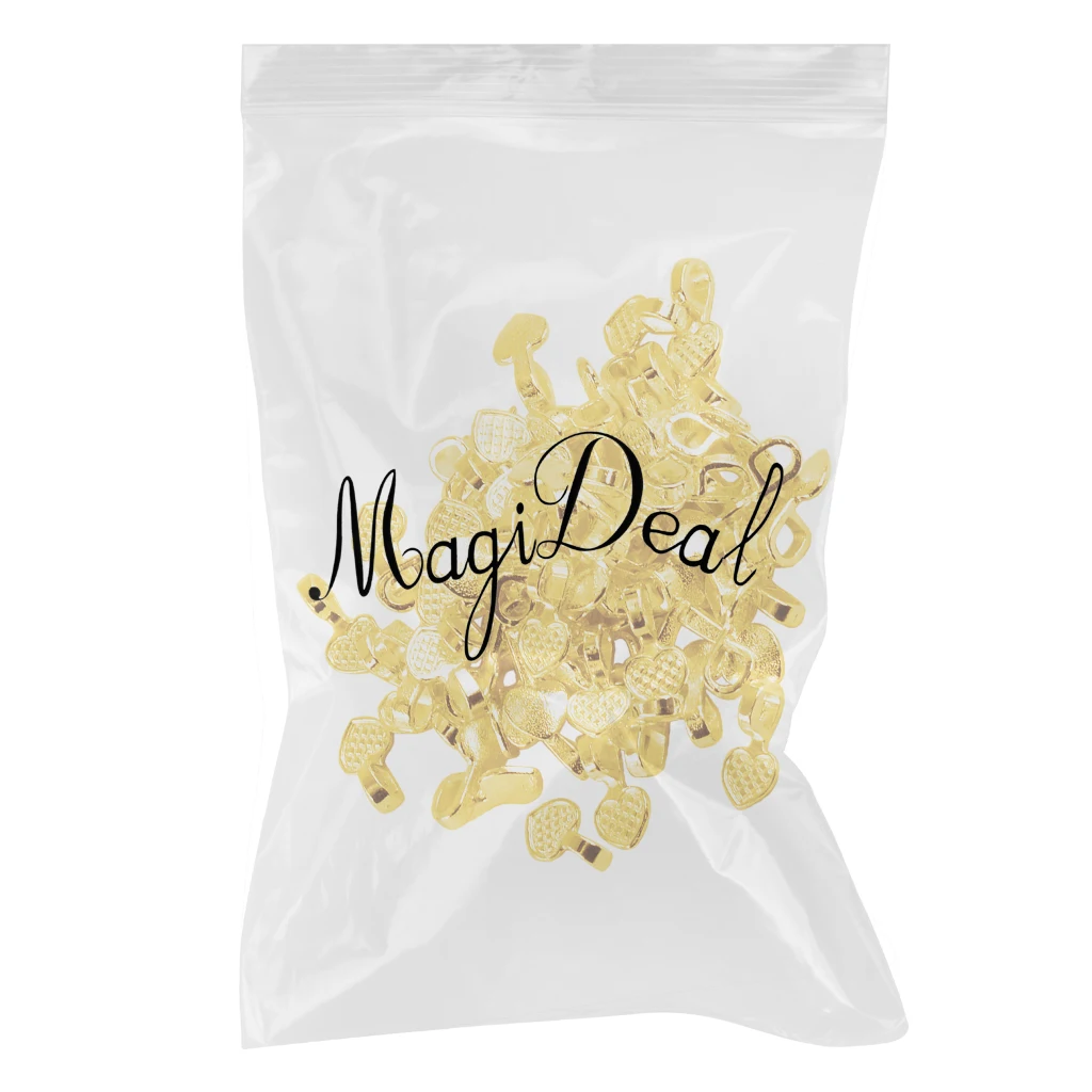 100 Pieces Shiny Gold Heart Glue on Bails Setting For Earrings Necklaces Pendant Making DIY Crafts