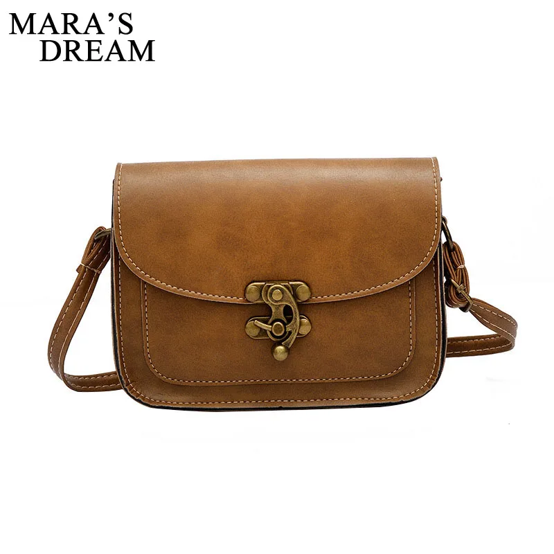 

Mara's Dream 2019 Vintage PU Leather Women Bag Fashion Lock Small Women Messenger Bag Single Strap Shoulder Bag Crossbody Bags