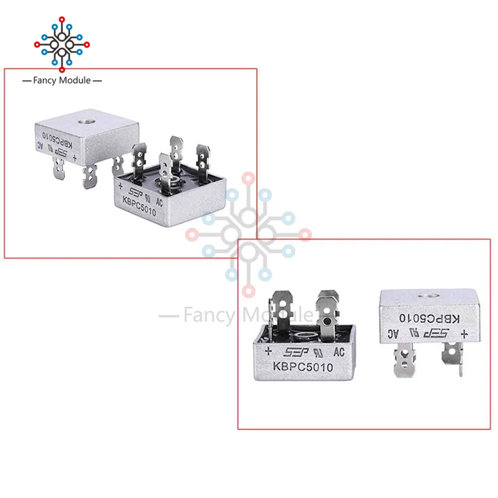 1 шт. 50A 1000 в металлический чехол однофазный диодный мост выпрямитель KBPC5010 AL
