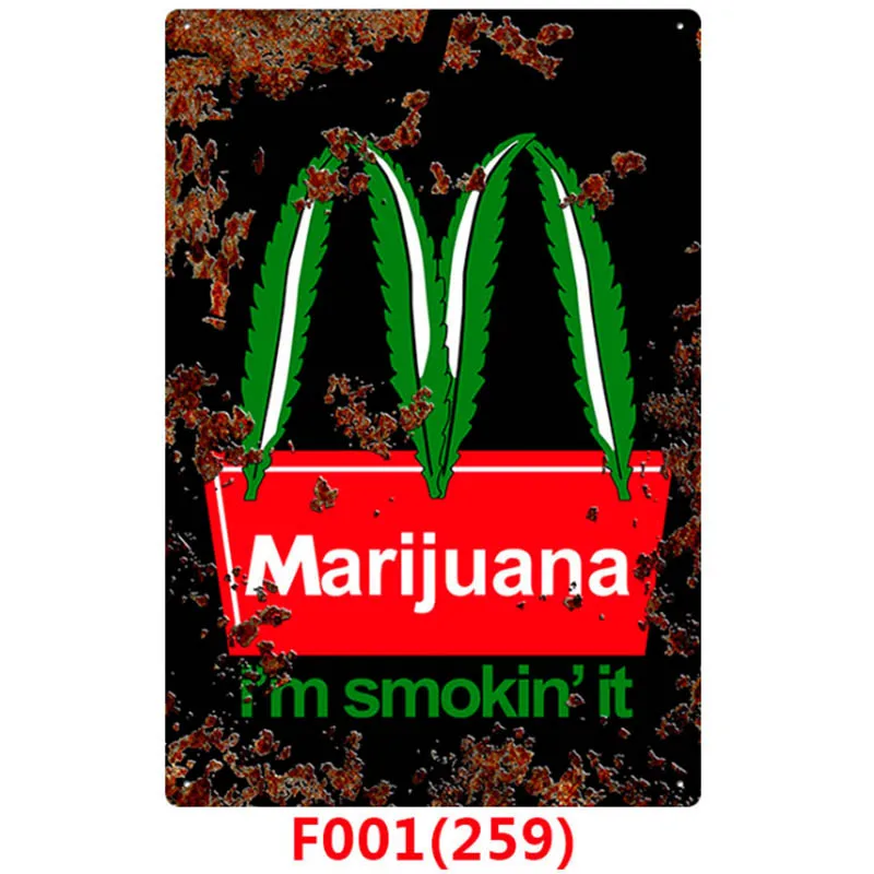 California Weed Retro Metal Tin Signs Poster Marijuana Vintage Tinplate Poster Bar Cafe Wall Decoration Poster 20*30cm