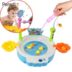 Родитель-ребенок взаимодействия Магнитная рыбалка электрические рыбалка игрушки моды цвета Детские двойной рыболовный оранжевый синий