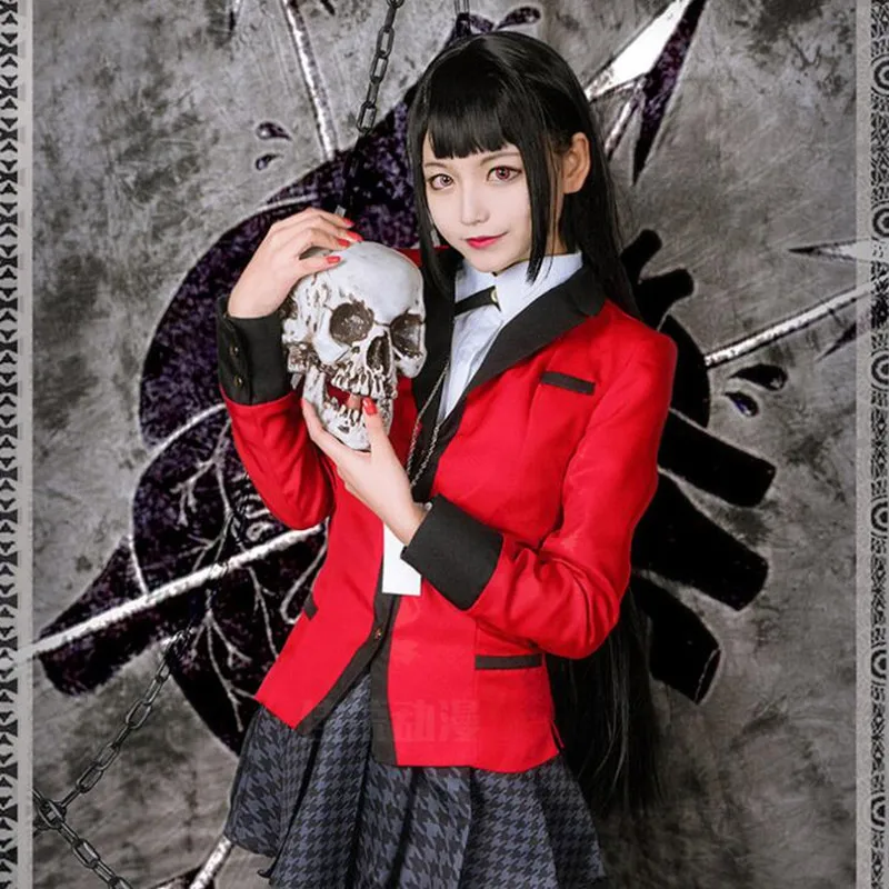 Ceny Japońska szkoła dziewczyny jednolite Anime Kakegurui Yumeko Jabami Cosplay kostiumy