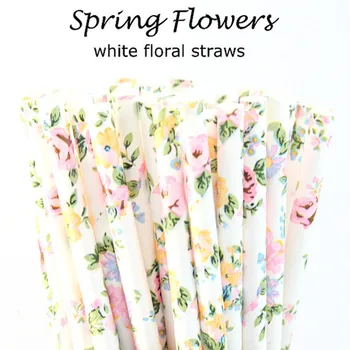 

1000 X Pink Vintage Floral Paper Straws 100% Biodegradable, Great For Wedding Party Or Fairy Party Use