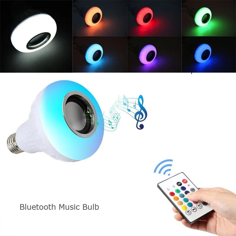 Светодиодный лампочка E27 RGB лампа со звуком лампада Bluetooth светильник лампочка динамик музыкальный плеер аудио Смарт 220 В светодиодные лампы для дома