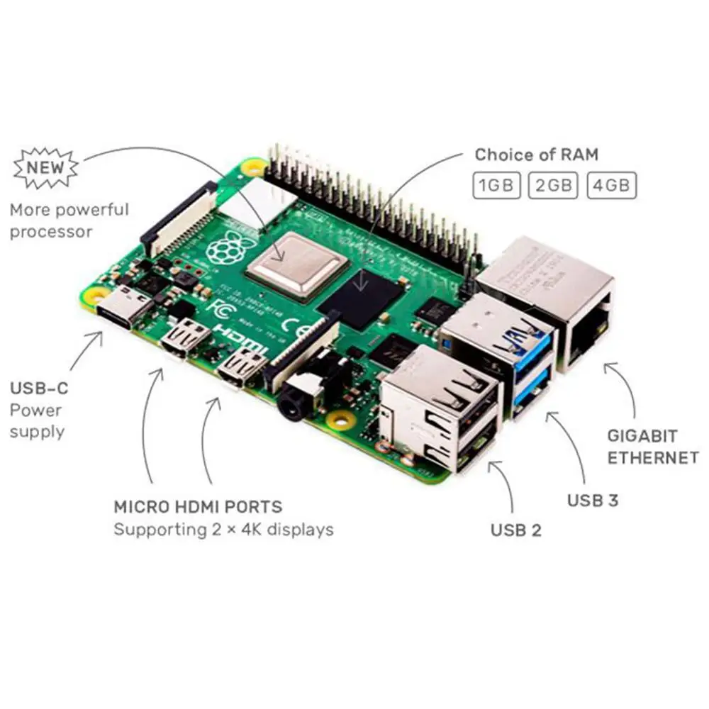  Raspberry Pi 4 Model B 4B Desktop Kit 4GB RAM of LPDDR4 SDRAM 1.5GHz 64-bit Quad-core Keyboard Mous