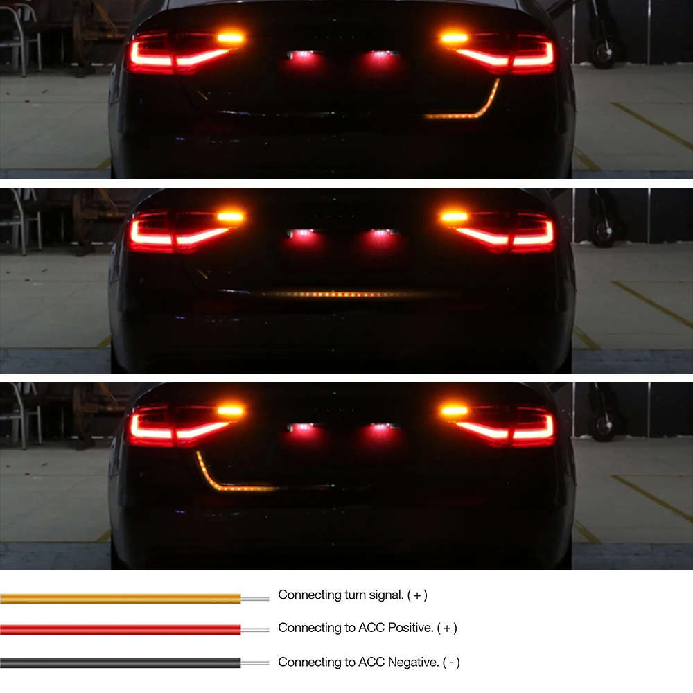 

Car-Styling Yellow Turn Signal Led Trunk Strip Led Tailgate Strip Light Flash Follow LED Light Bar Reverse car Tail trunk 12V