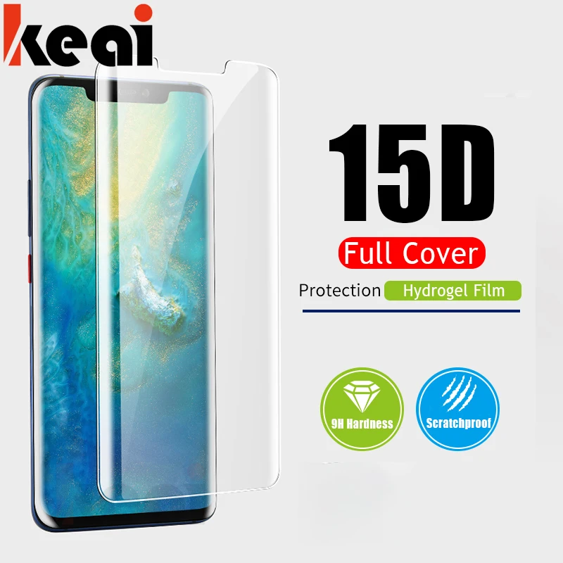 15D полная защитная Гидрогелевая пленка для Huawei P Smart 2019 2018 Защитная экрана P30 Mate 20 Pro