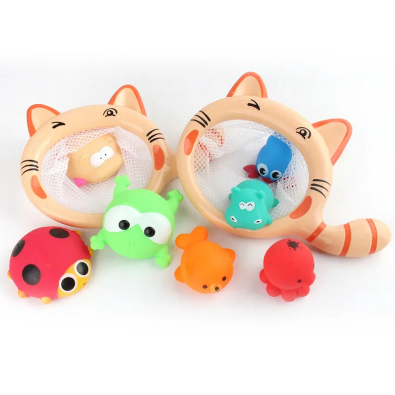 Kitten Fishing Net Baby Bathing Water Toys Multi-piece Creative Water Spray Children Bathroom Bath Toys For Baby Bath Toys