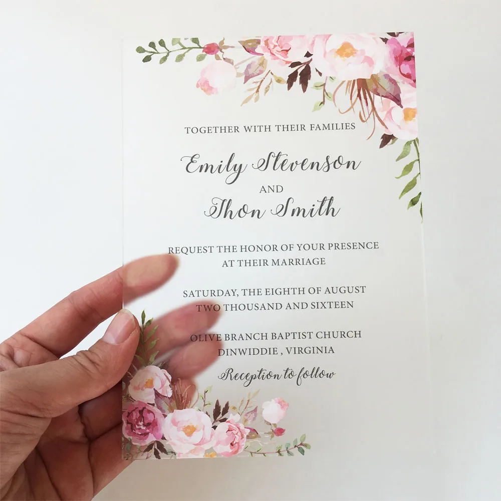  Customized Sample Rustic Watercolor Style 5x7inch Acrylic Wedding Invitation Card(One Piece Only) - 32864462628