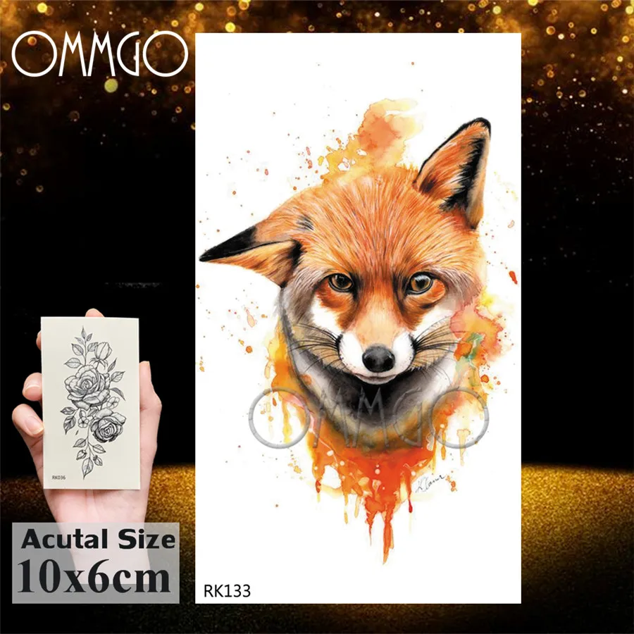Временные татуировки OMMGO с рисунком лисы и граффити для женщин наклейка