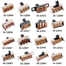 1/5/10/20pcs SS 12D00 Slide switch slide gear fluctuation band 2/3 file single double horizontal mini horizontal power supply