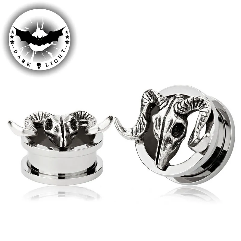 

Dark Light 1Pair Stainess Steel Ear tunnel Reamer Cow Head Screw Back Plug Gauge Flesh Piercing Jewelry Ear Dilator Expander