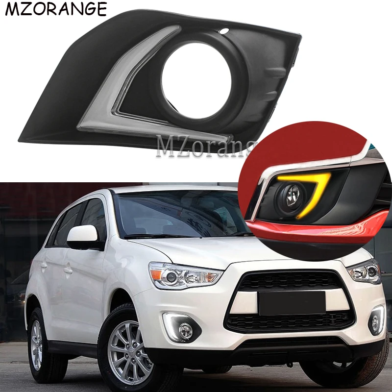 

Daytime Running Light For Mitsubishi ASX RVR 2016 2017 2018 DRL Fog Lamp Cover Driving Daylight With Yellow Turn Signal Light