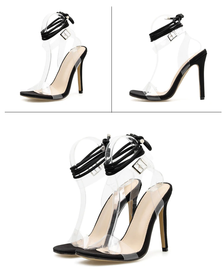 Aneikeh/ г. пикантные прозрачные босоножки на высоком тонком каблуке из ПВХ женская обувь летние туфли-лодочки на шнуровке с перекрестными ремешками и квадратным носком размер 42