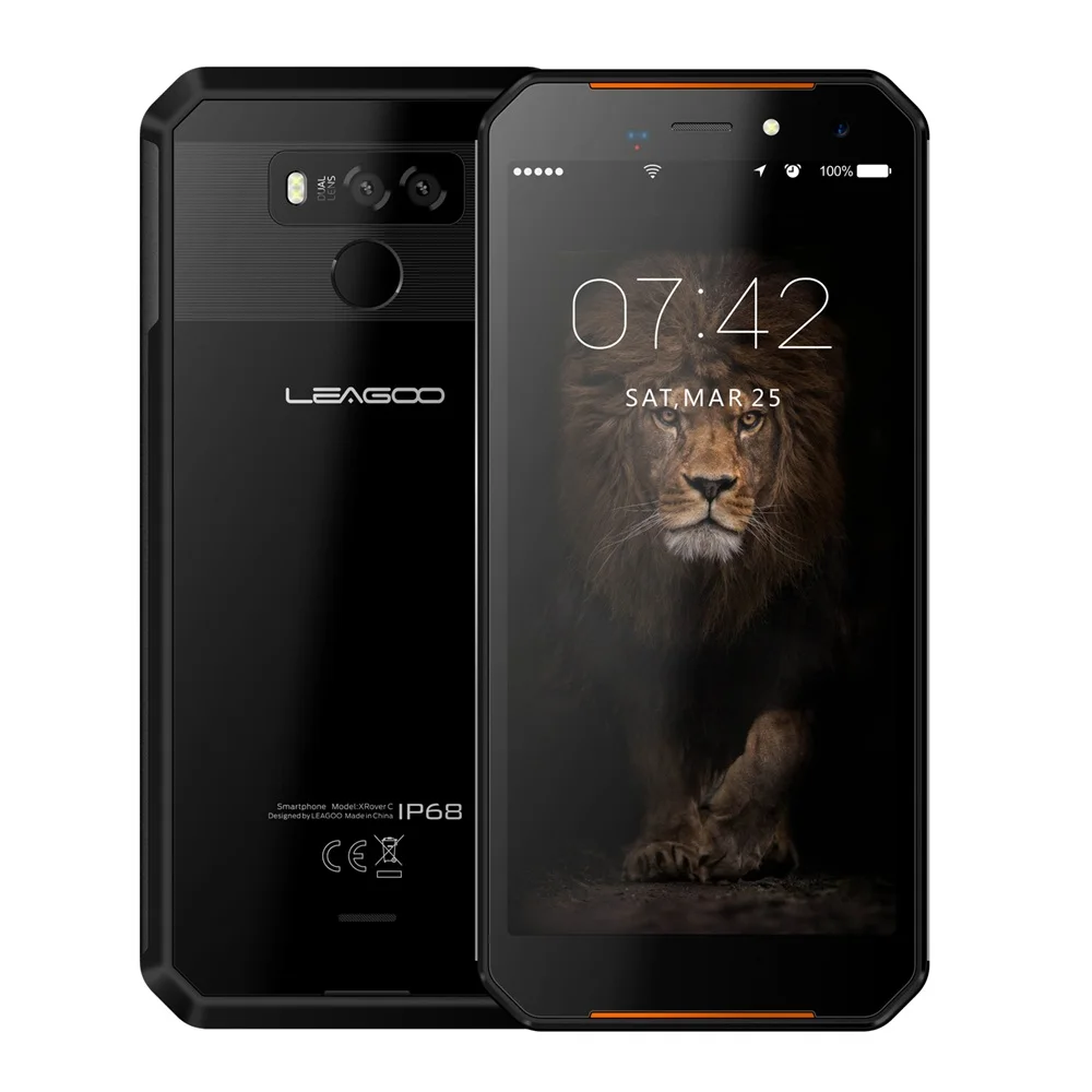 LEAGOO XRover C IP68 водонепроницаемый смартфон 5,7" 2 Гб 16 Гб MTK6739 четырехъядерный мобильный телефон 5000 мАч 13 МП Двойная камера прочный телефон - Цвет: Black