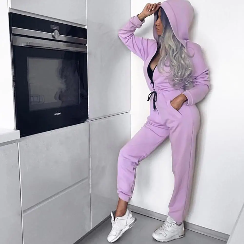 Women's Sports Suits One-piece Yoga Tracksuit Women Sportswear Winter Set Suit Belt Cap Hooded Sport Suit Women Jogging Suits