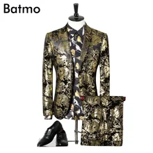 Новое поступление, высококачественные бархатные Золотые Костюмы с принтом для мужчин, Свадебный повседневный костюм для мужчин, большие размеры M, L, XL, XXL, XXXL, 4XL