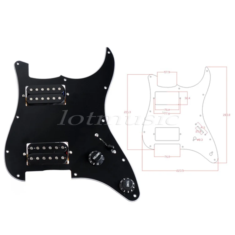 6 загруженная груша в сборе черные Хамбакеры HH для STRATOCASTER|loaded pickguard|humbucker blackpickguard