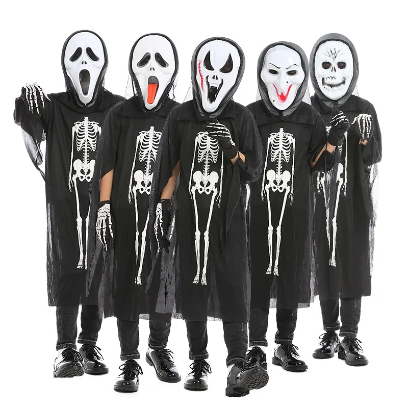 

Halloween Costume Skull Skeleton Demon Ghost Cosplay Costumes Adults Children & Kids Carnival Masquerade Dress Robes Scary Mask