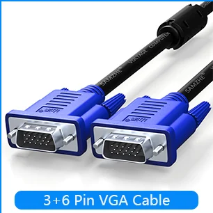 SAMZHE 1080P VGA кабель двойной с ферритовыми кольцами VGA кабель 3+ 6 D-SUB кабель 1,5 м 3 м 5 м 10 м 20 м 30 м для монитора проектора